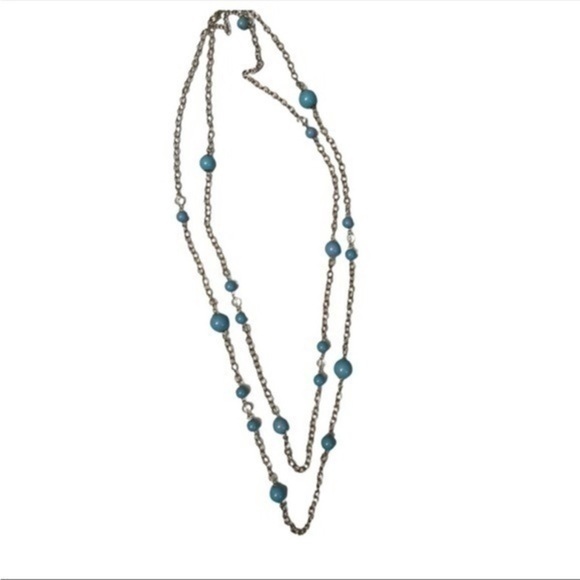 Long Turquoise Double Layer Necklace - Picture 1 of 4